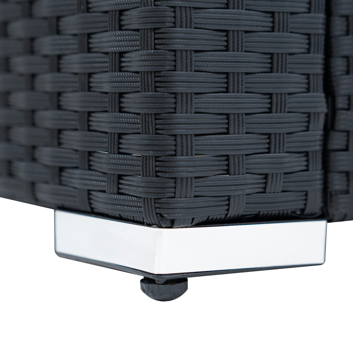 Conjunto de Ratán con Sofá Rinconera y Mesa de Madera Sintética – Negro