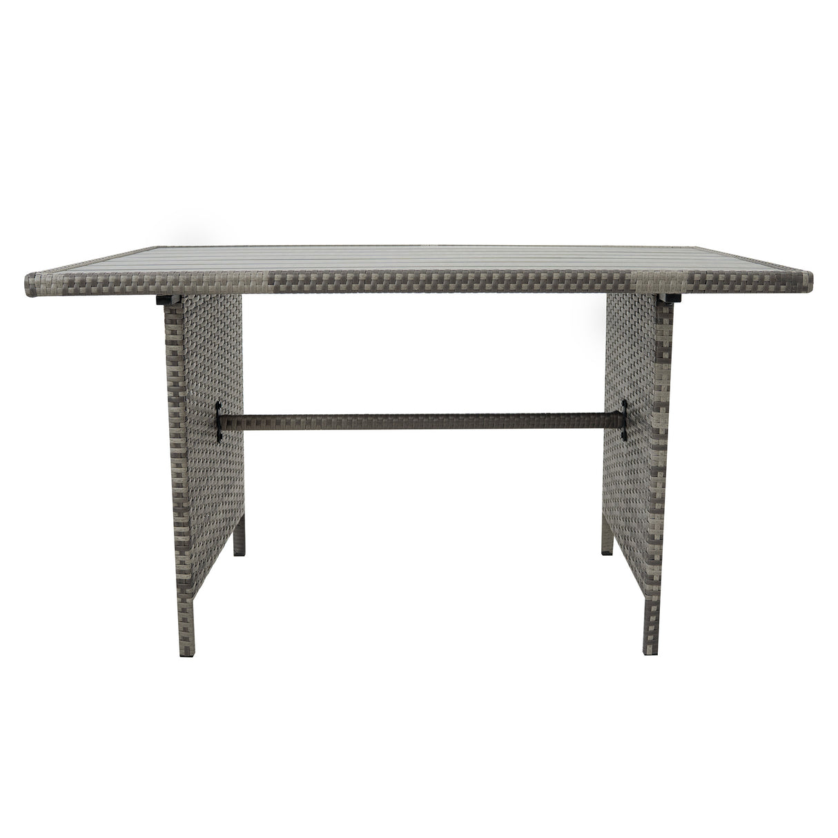 Conjunto de Ratán con Sofá Rinconera y Mesa de Madera Sintética – Gris