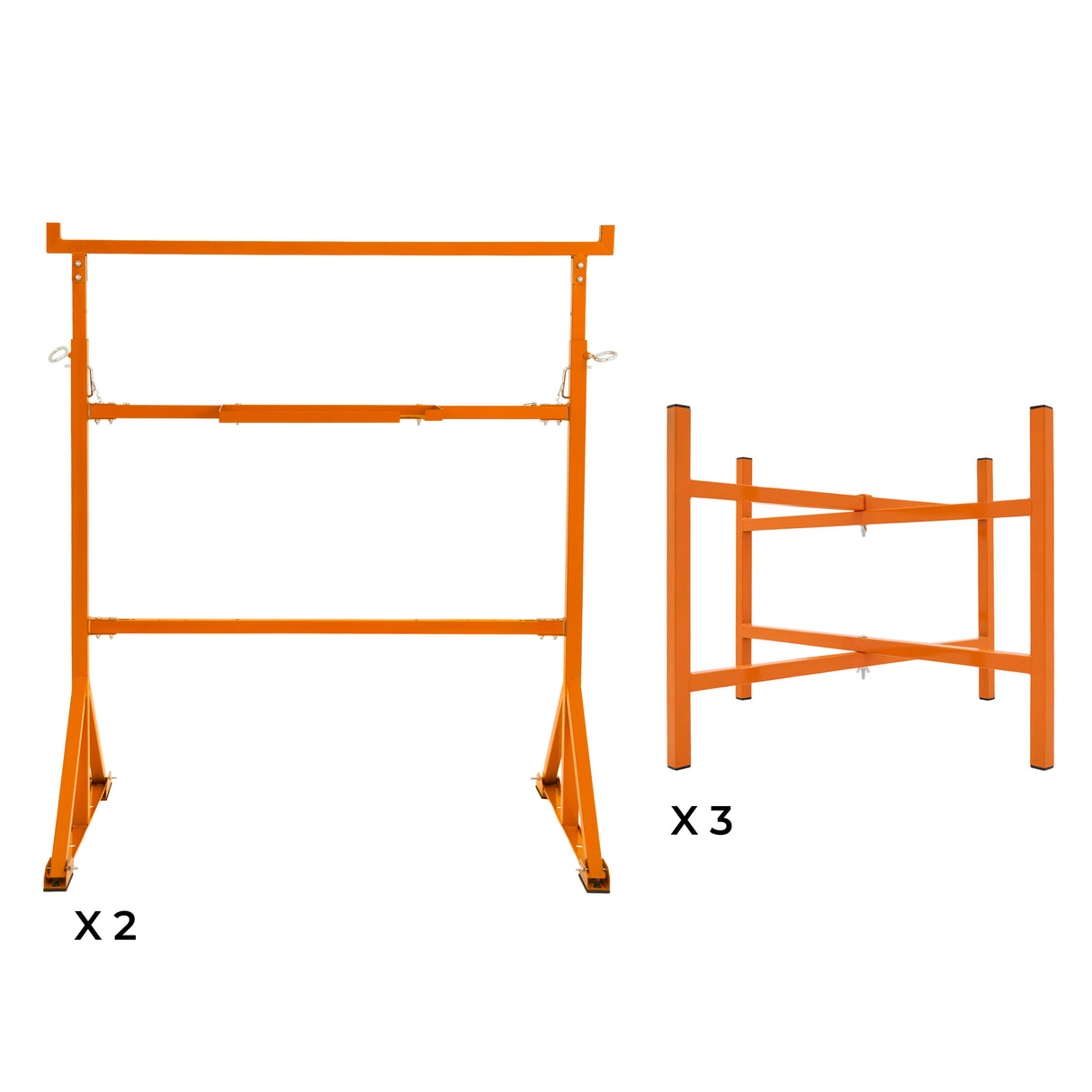 Pack de 2 Caballetes de obra + 3 Soportes para Tablero de Mampostería de 50 cm