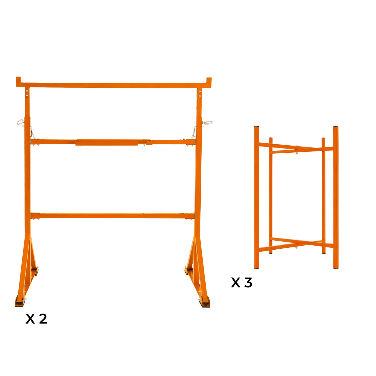 Pack de 2 Caballetes de obra + 3 Soportes para Tablero de Mampostería de 75 cm