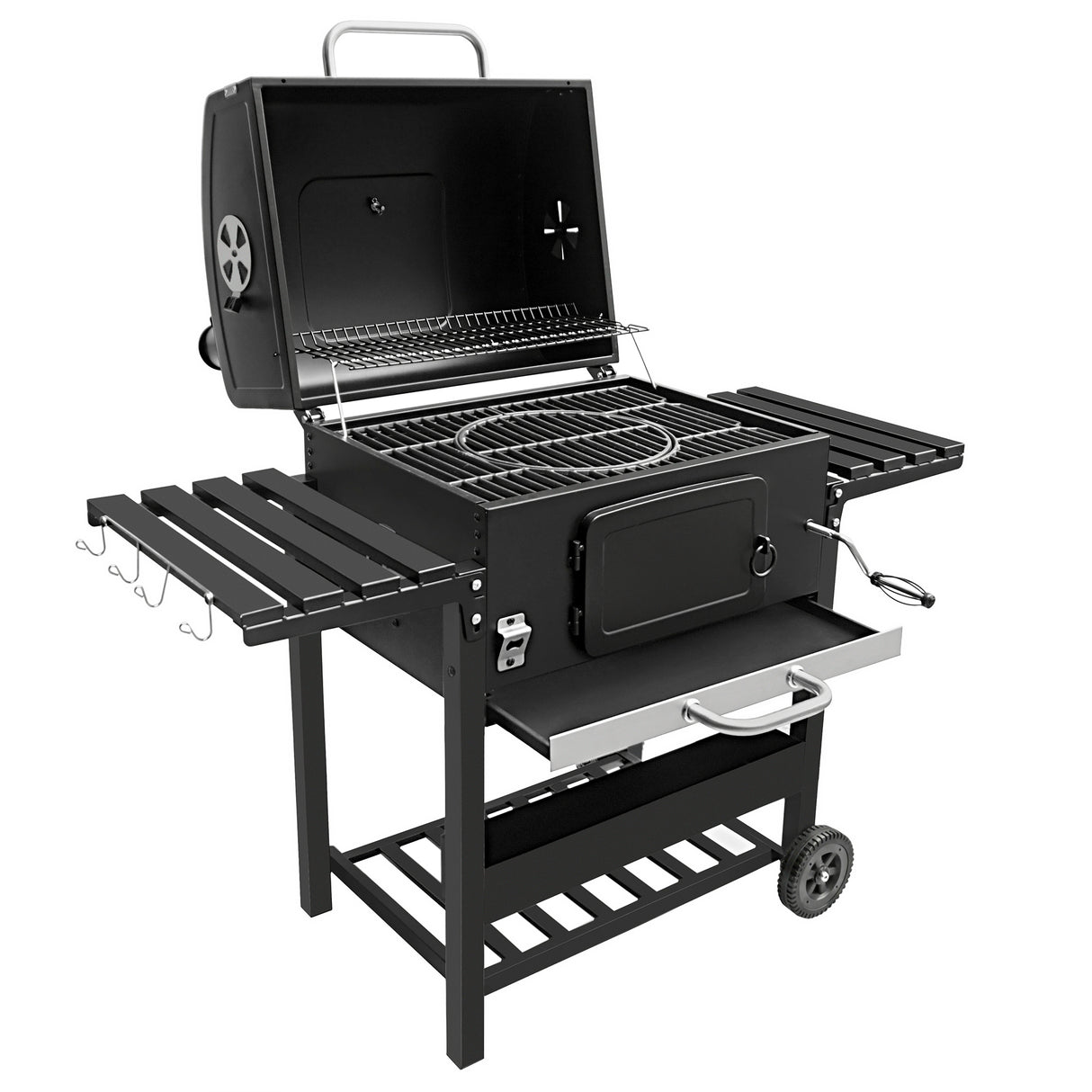 Barbacoa de Carbón XL con Ahumador y Madera para Ahumar