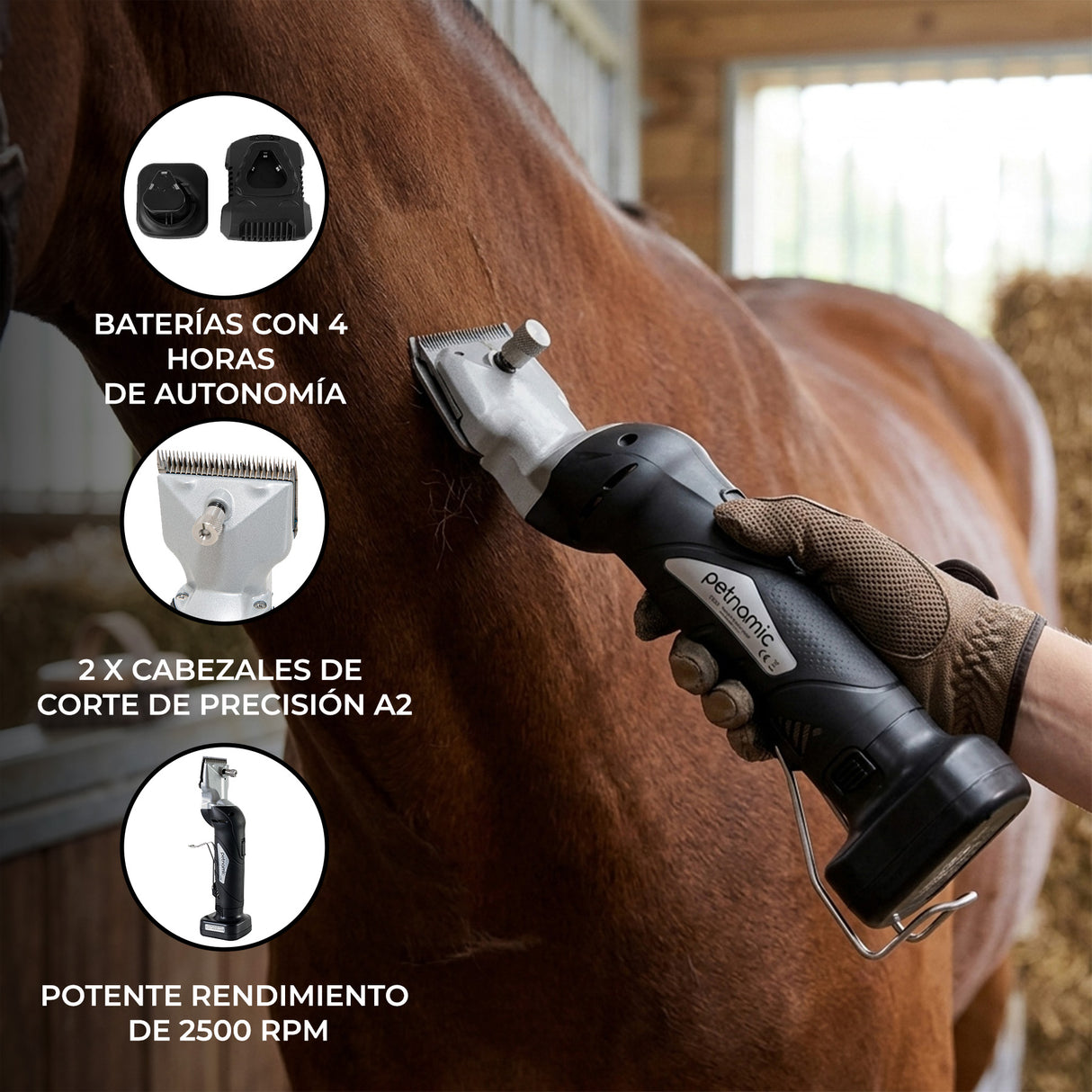Esquiladora para Caballos Inalámbrica - Negra