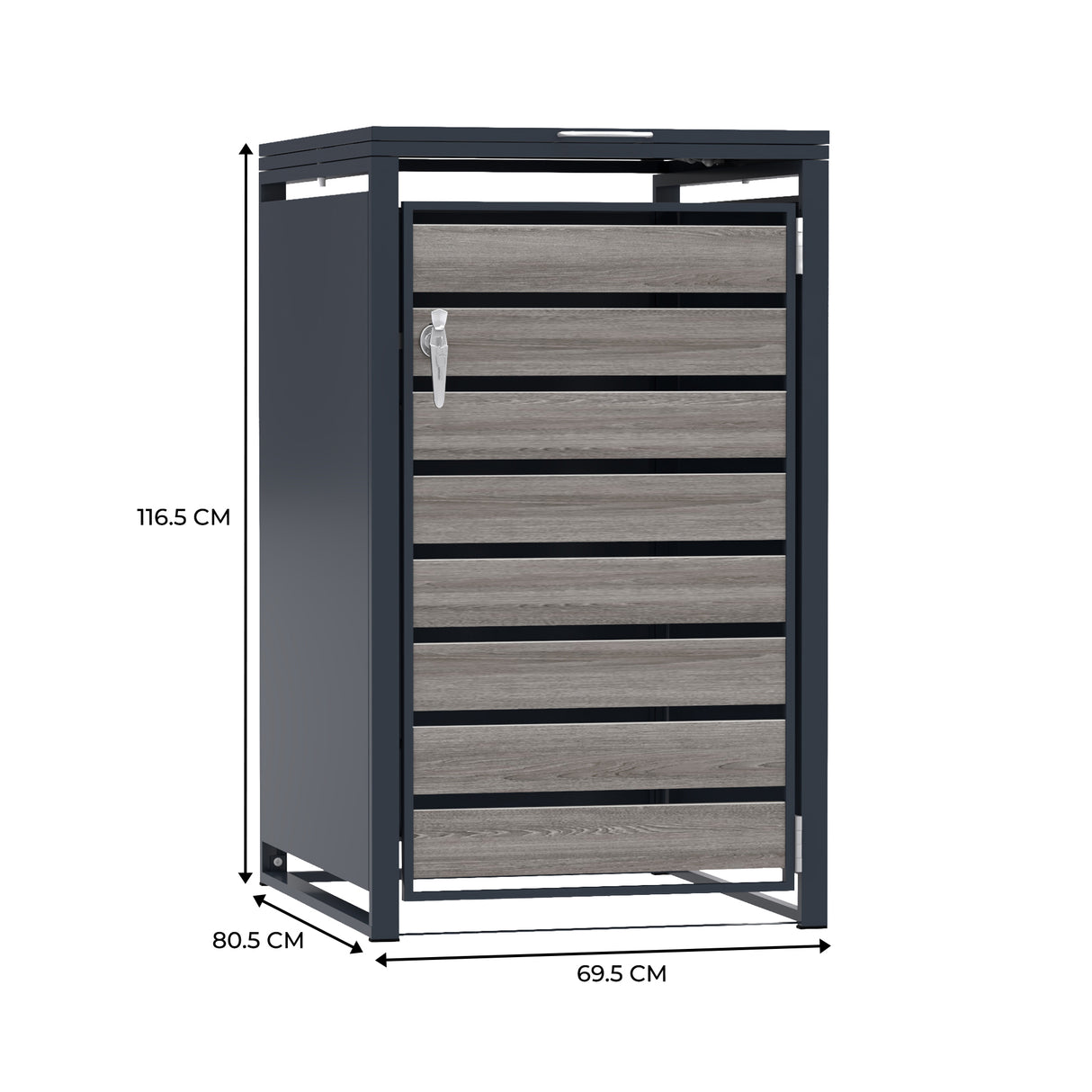 Armario Metálico Individual para Cubo de Basura - Antracita y Efecto Madera Gris