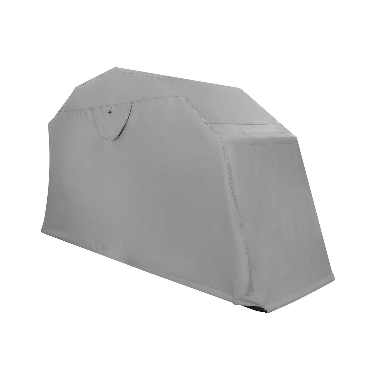 Garaje plegable para moto en color gris, con forma rectangular y textura resistente, ideal para proteger motocicletas de las inclemencias del tiempo