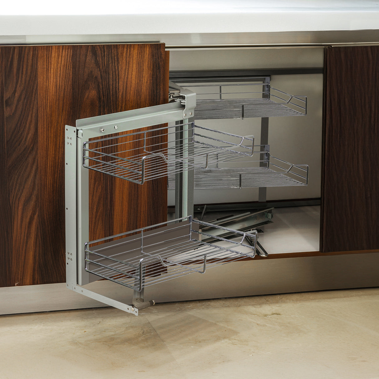 Cestos de Acero Inoxidable para Mueble de Rincón Ciego 90-100cm, Mano Izquierda