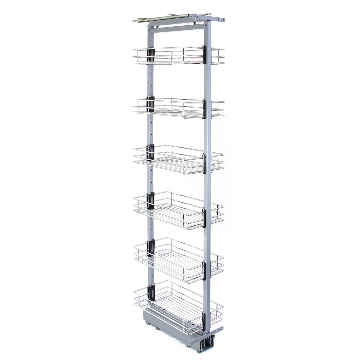 Columna de Cocina Acero Inoxidable con 6 Cestas y Altura Ajustable 170-195cm (40cm de Profundidad)