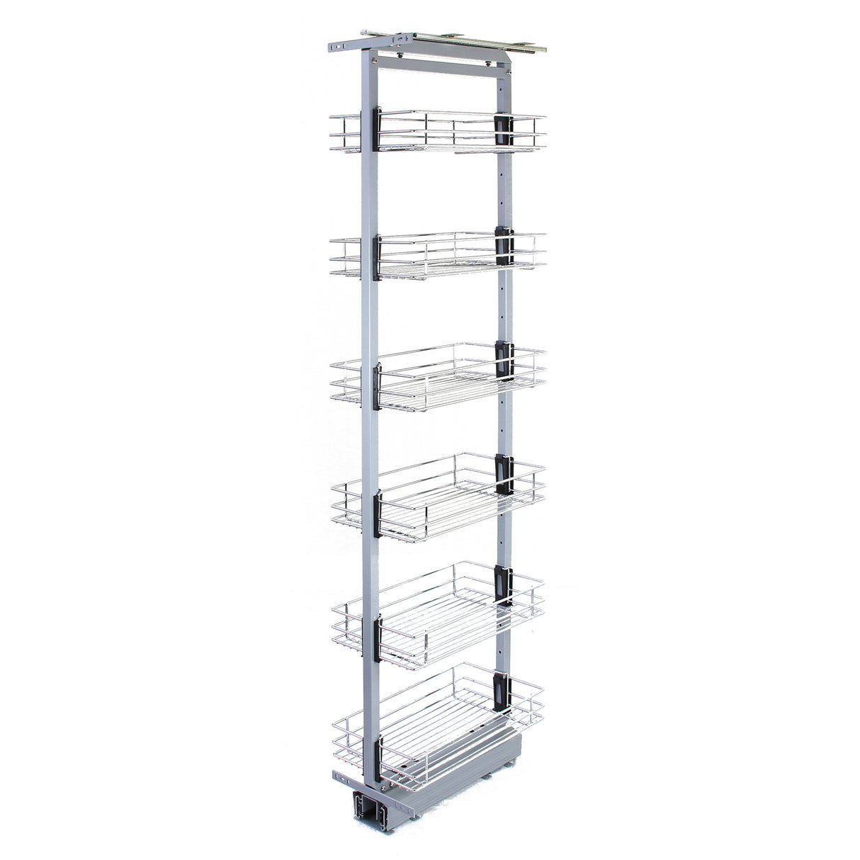 Columna de Cocina Acero Inoxidable con 6 Cestas y Altura Ajustable 170-195cm (46cm de Profundidad)
