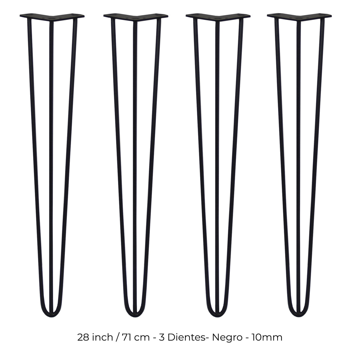 4 Patas de Horquilla SkiSki Legs 71cm Acero Negro 3 Dientes 10mm