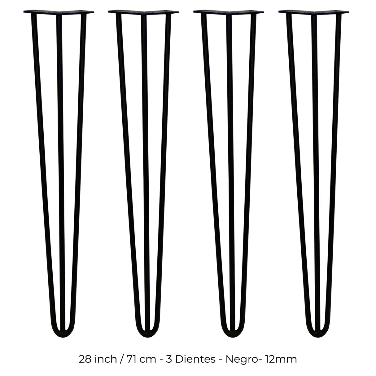 4 Patas de Horquilla SkiSki Legs 71cm Acero Negro 3 Dientes 12mm