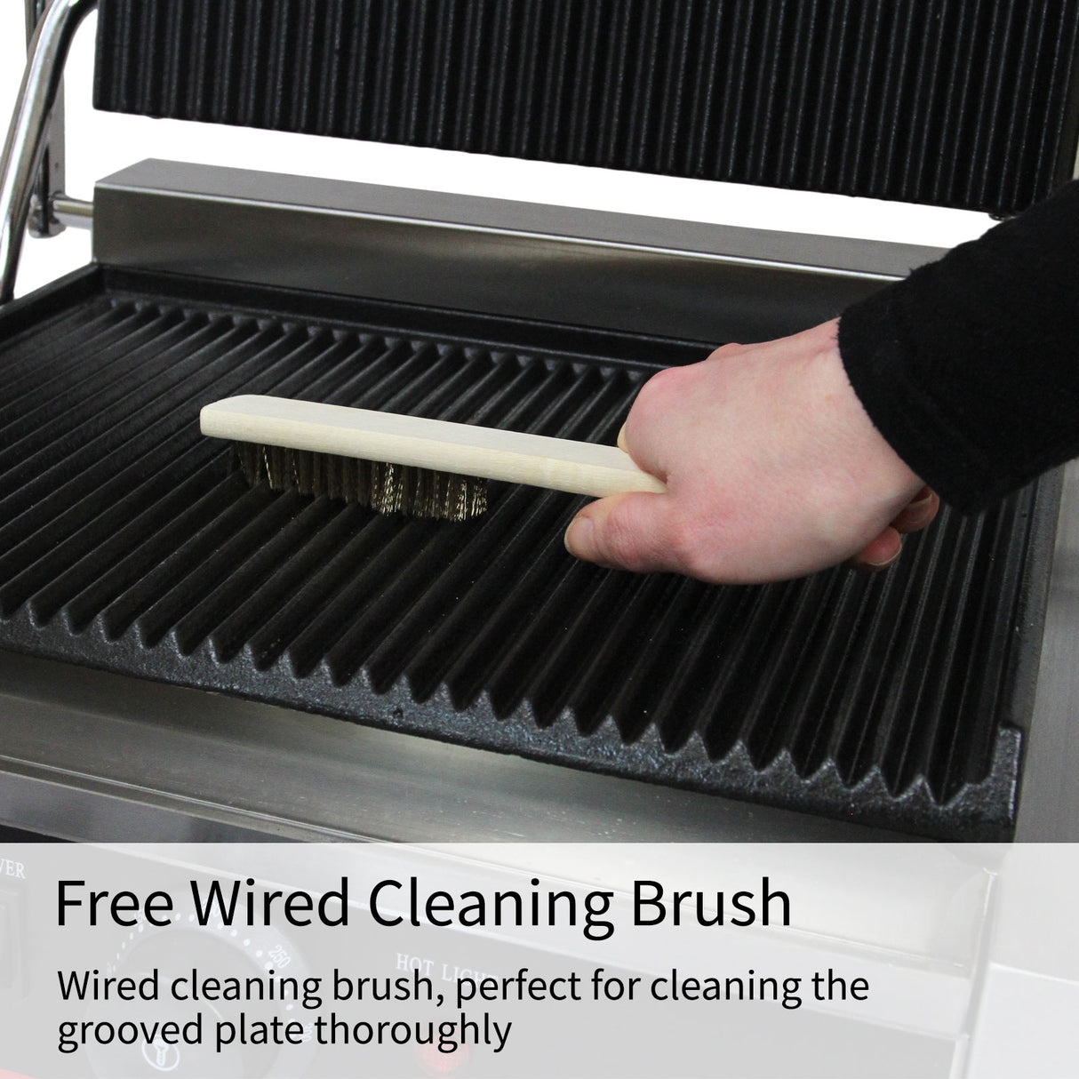 Sandwichera Comercial Acero Inoxidable de Placa Acanalada 2,2kW Dos Bandejas