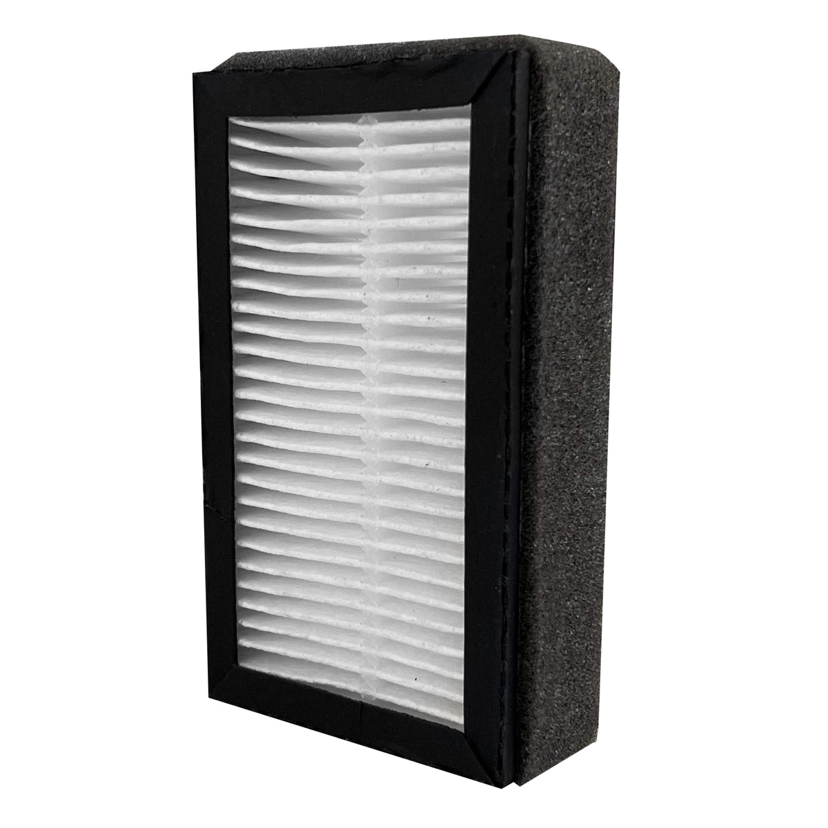 Filtro de repuesto para secadores de manos MAXBLAST, con marco negro y material blanco texturizado, ideal para mantener la eficiencia