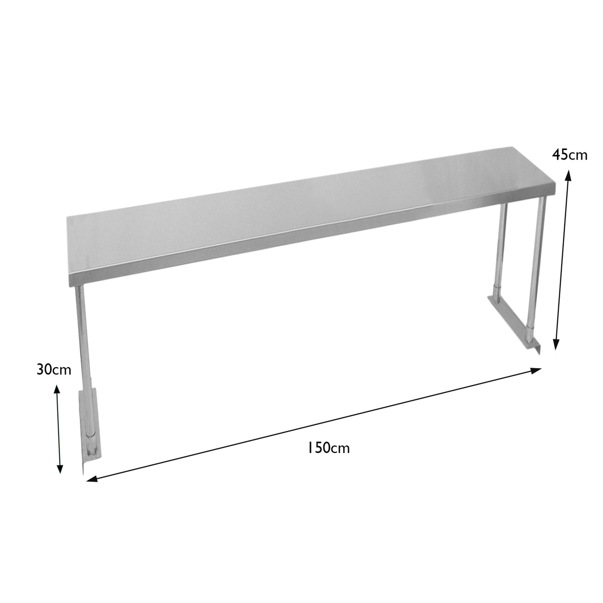 KuKoo Estante de Sobremesa 1 Nivel para Cocina Comercial de Acero Inoxidable Resistente 150 cm