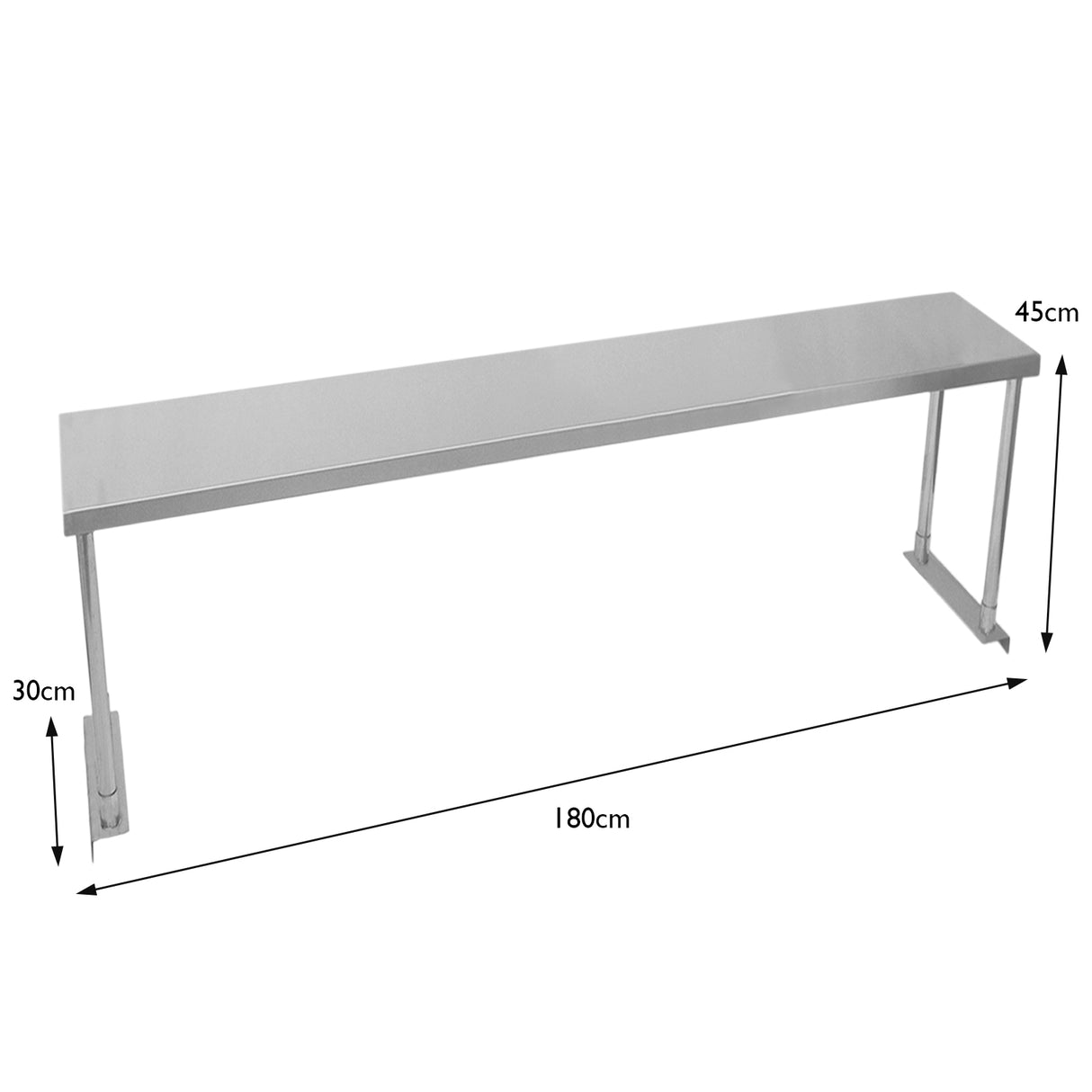 KuKoo Estante de Sobremesa 1 Nivel para Cocina Comercial de Acero Inoxidable Resistente 180 cm