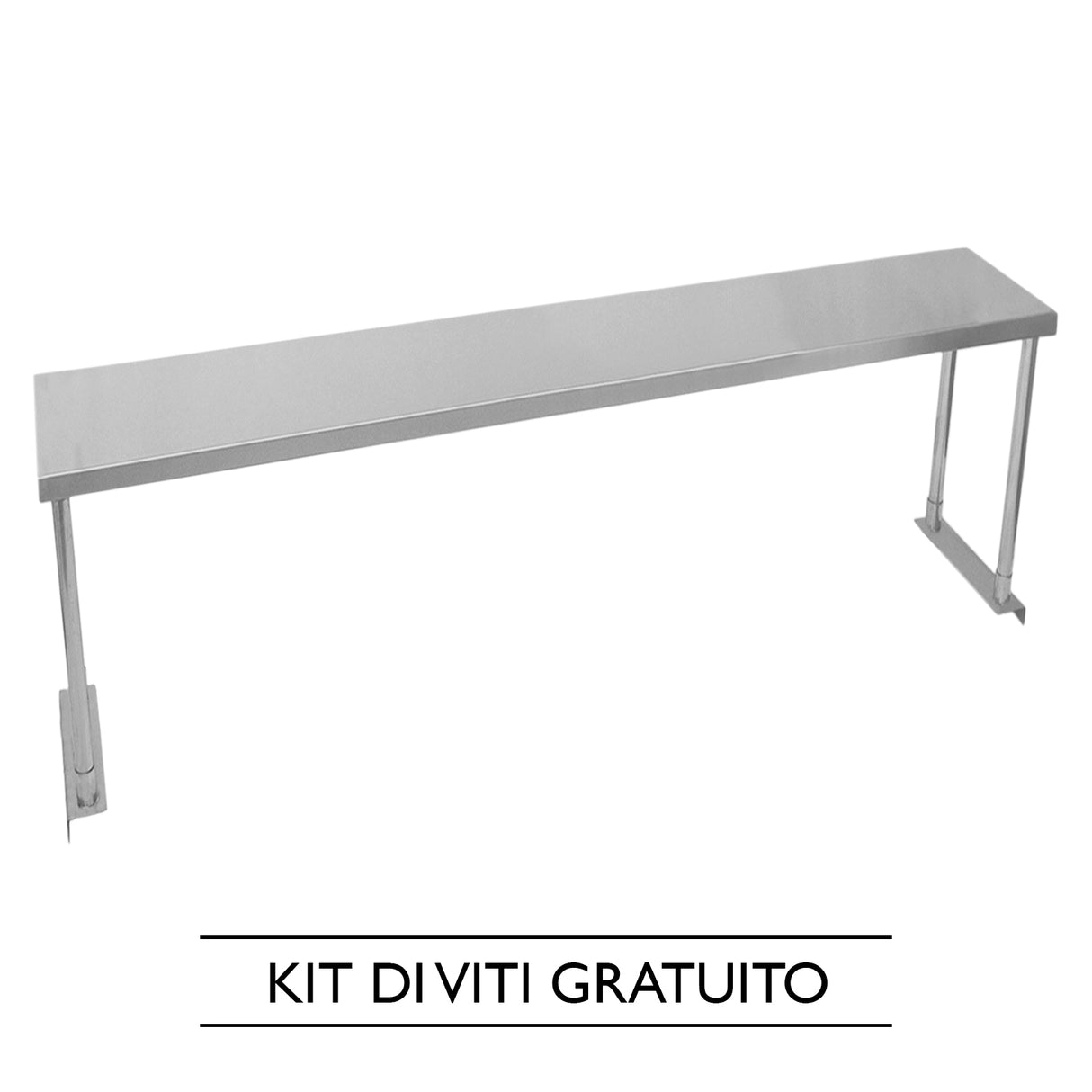 KuKoo Estante de Sobremesa 1 Nivel para Cocina Comercial de Acero Inoxidable Resistente 180 cm