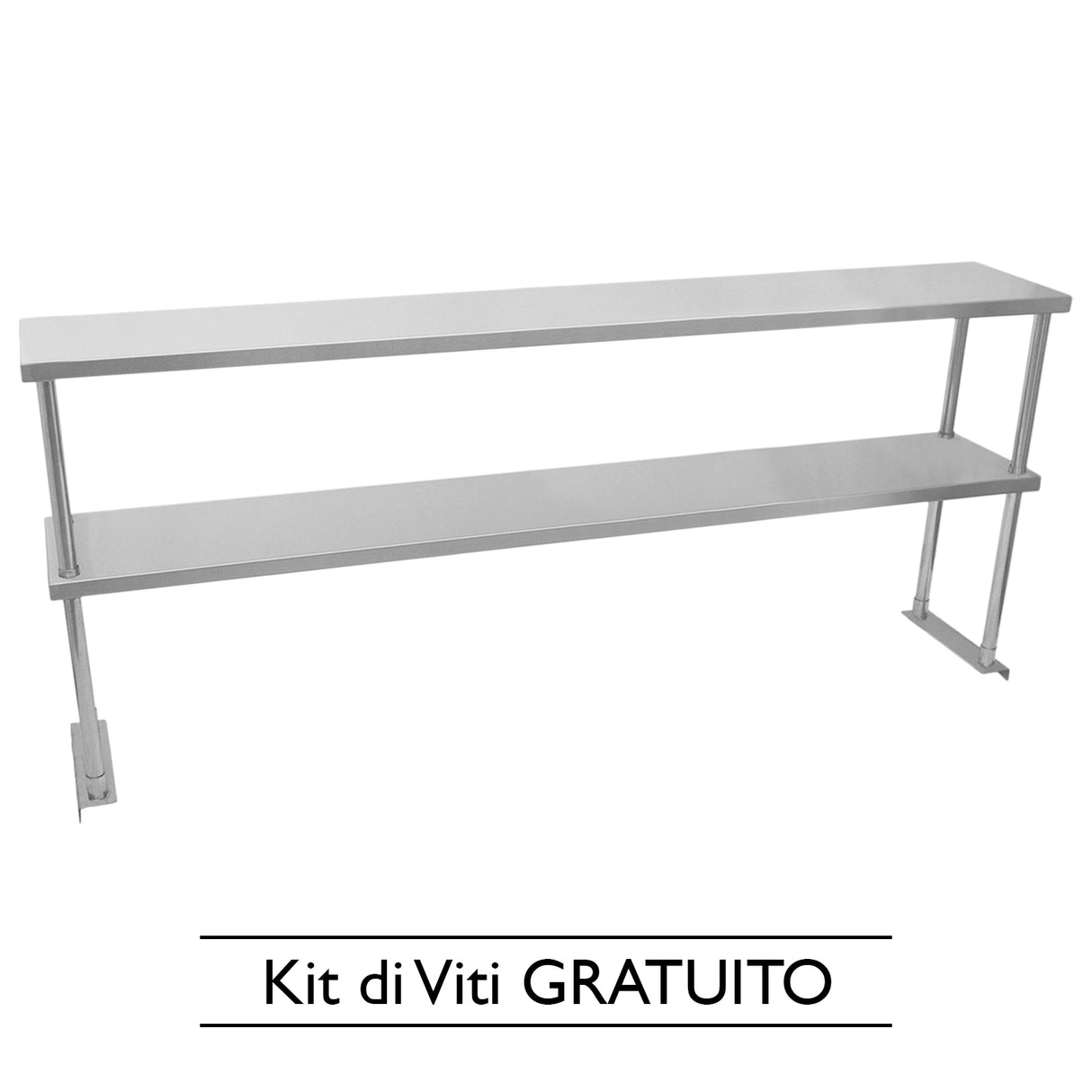 KuKoo Doble Estante Comercial de Acero Inoxidable 180 cm