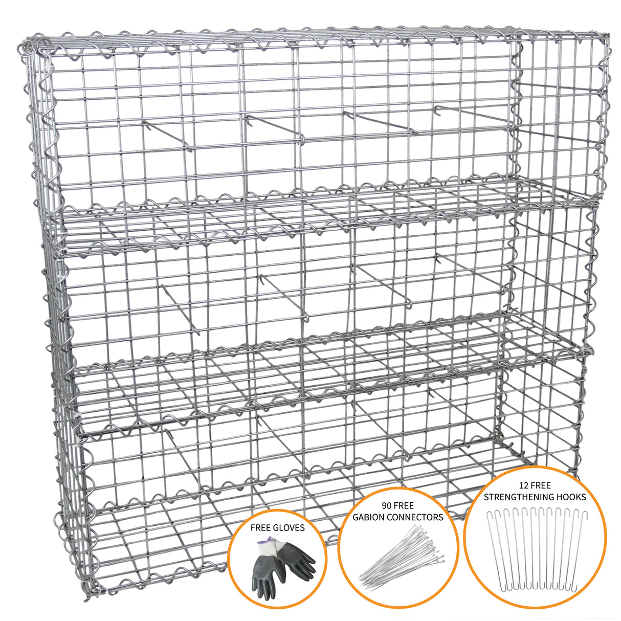 3 Cestas de Gaviones para Exterior Jaulas para Decoración 100 x 30 x 30cm