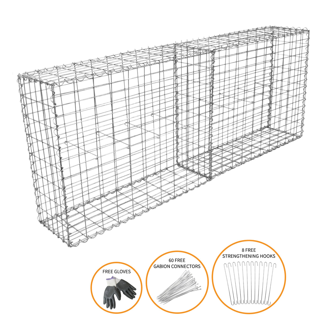 2 Cestas de Gaviones para Exterior Jaulas para Decoración 100 x 95 x 30cm