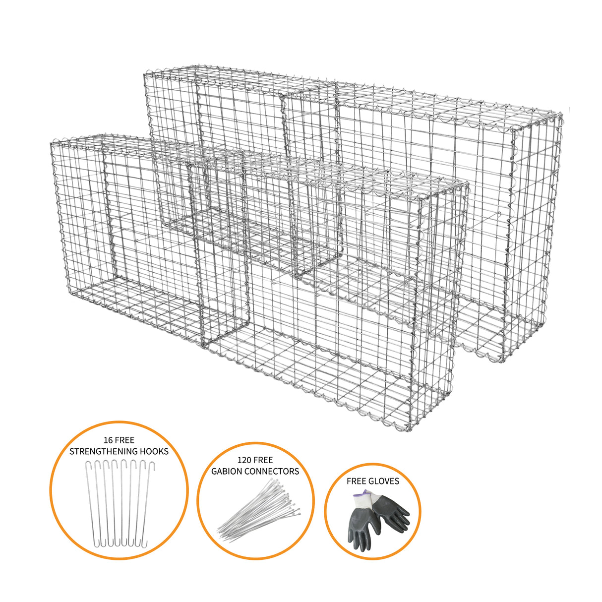 4 Cestas de Acero Galvanizado de Exterior Jaulas para Decoración 100 x 80 x 30cm