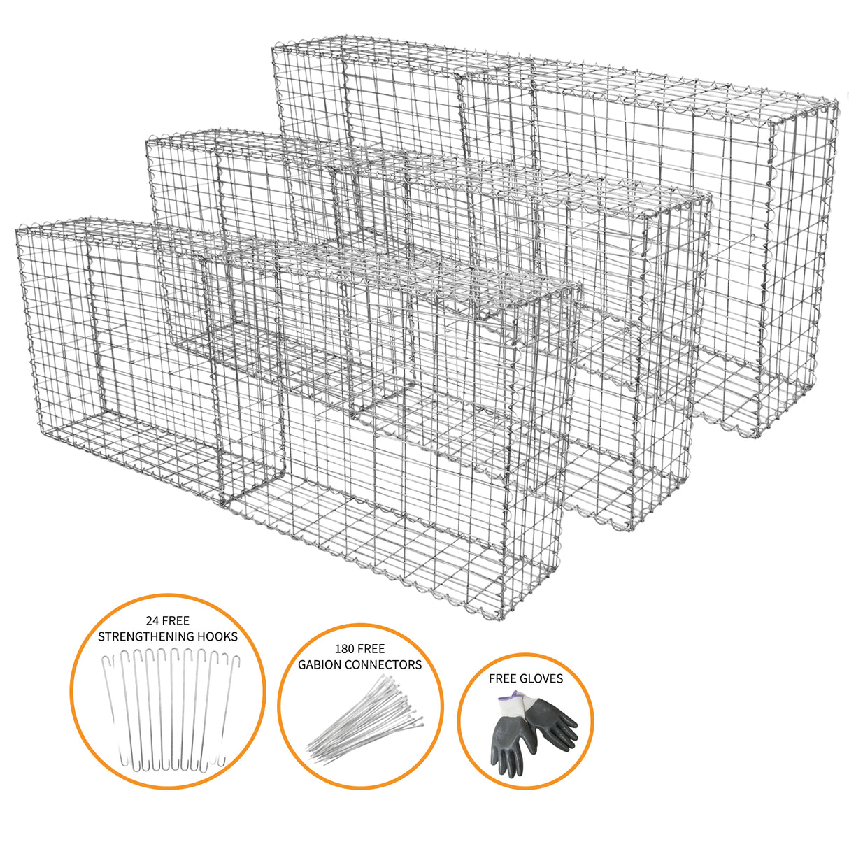 Cestas de Acero Inoxidable de Exterior 100 x 80 x 30cm Pack de 6