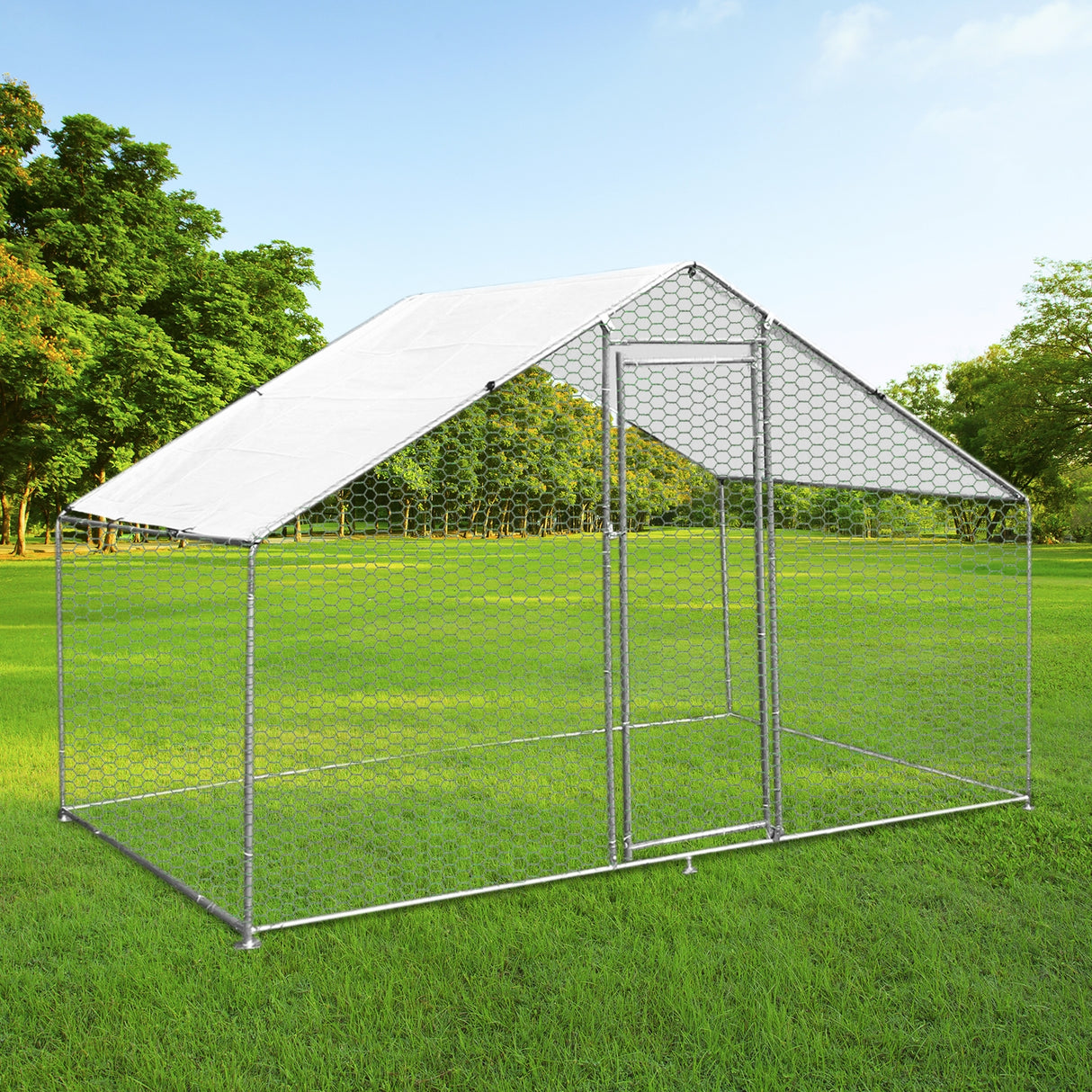 Jaula Aves de Corral Valla Cercado Caja Pollos Acero Pollos 3m x 2m x 2m