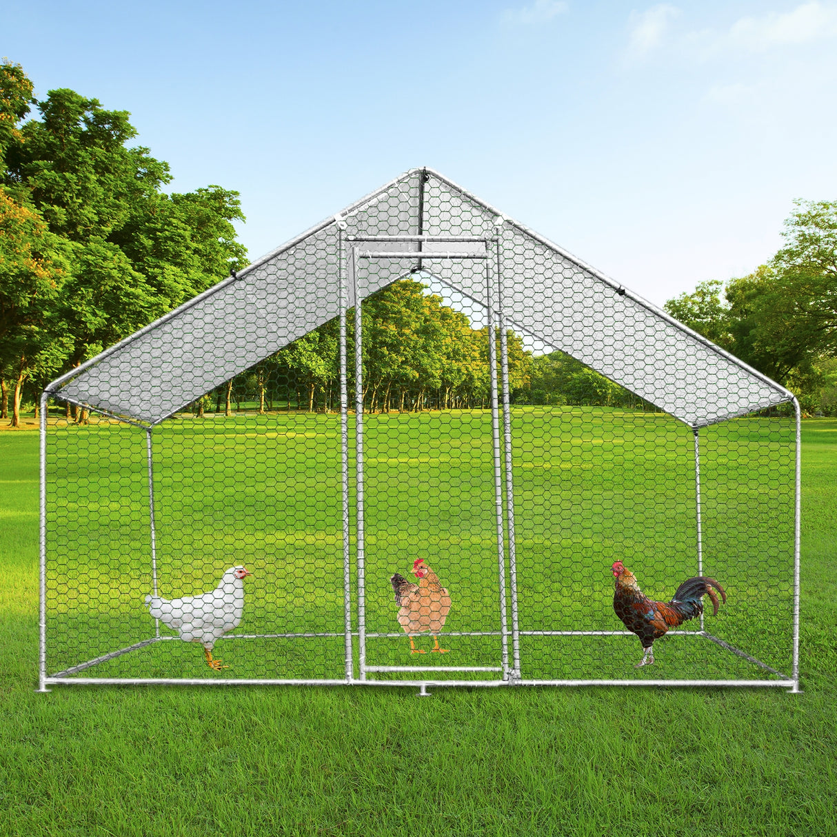 Jaula Aves de Corral Valla Cercado Caja Pollos Acero Pollos 3m x 2m x 2m