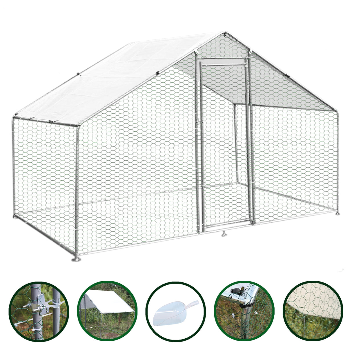 Jaula Aves de Corral Valla Cercado Caja Pollos Acero Pollos 3m x 2m x 2m