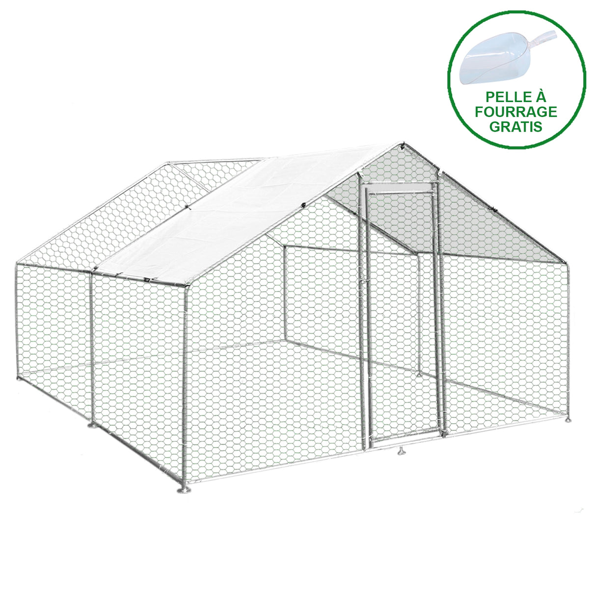 Jaula Aves de Corral Valla Cercado Caja Pollos Acero Pollos 3m x 4m x 2m