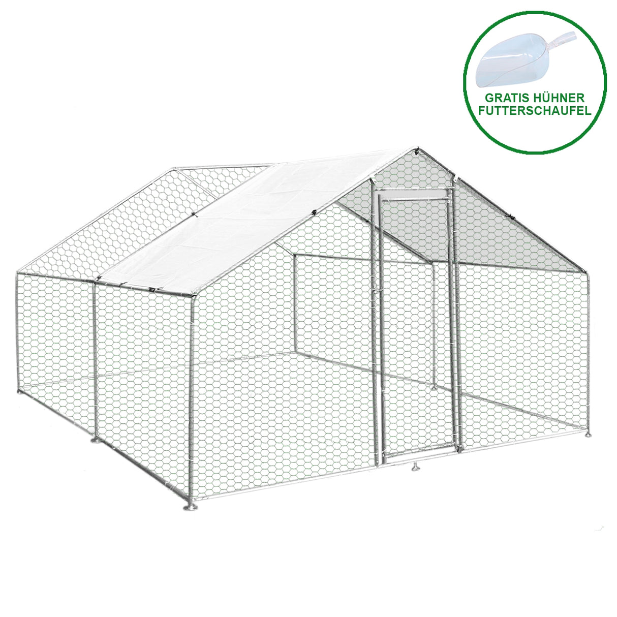 Jaula Aves de Corral Valla Cercado Caja Pollos Acero Pollos 3m x 4m x 2m
