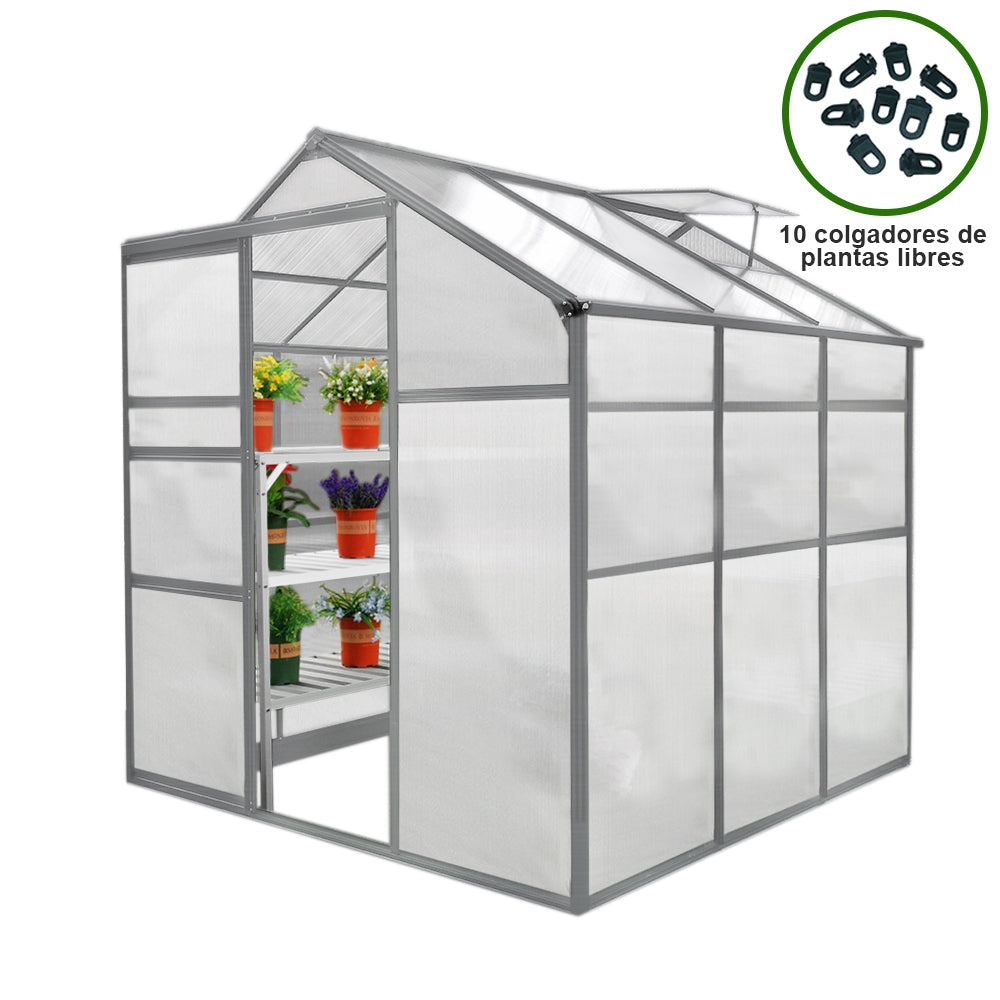 Invernadero sin Base Policarbonato Tipo Caseta Jardín 1.8m x 1.8m