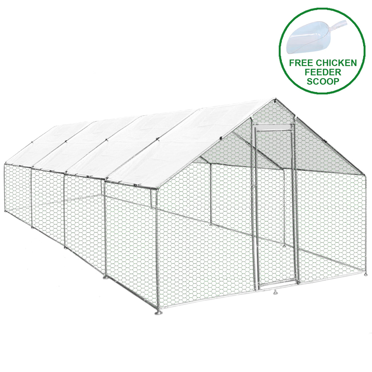Jaula Aves de Corral Valla Cercado Caja Pollos Acero Pollos 3m x 8m x 2m