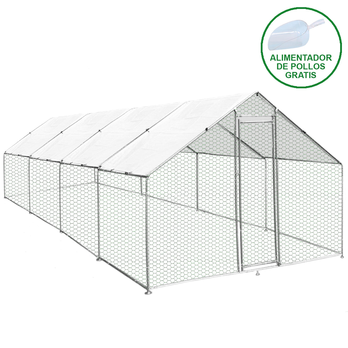 Jaula Aves de Corral Valla Cercado Caja Pollos Acero Pollos 3m x 8m x 2m