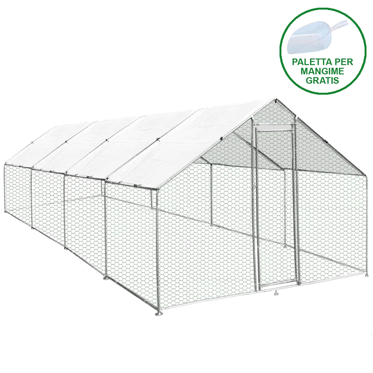 Jaula Aves de Corral Valla Cercado Caja Pollos Acero Pollos 3m x 8m x 2m