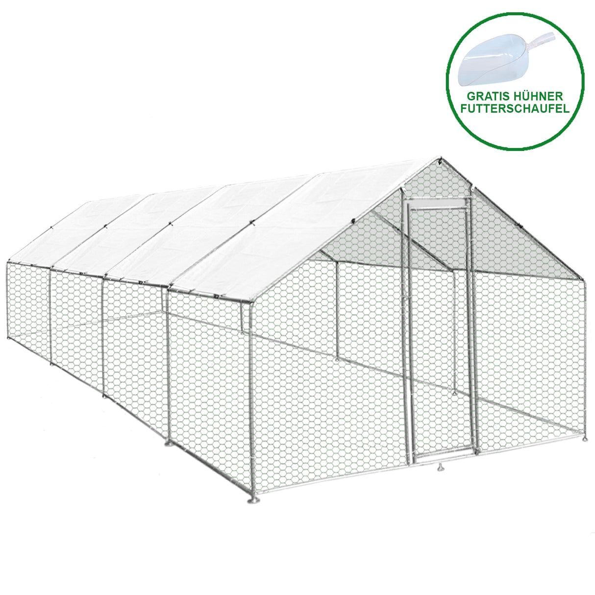 Jaula Aves de Corral Valla Cercado Caja Pollos Acero Pollos 3m x 8m x 2m