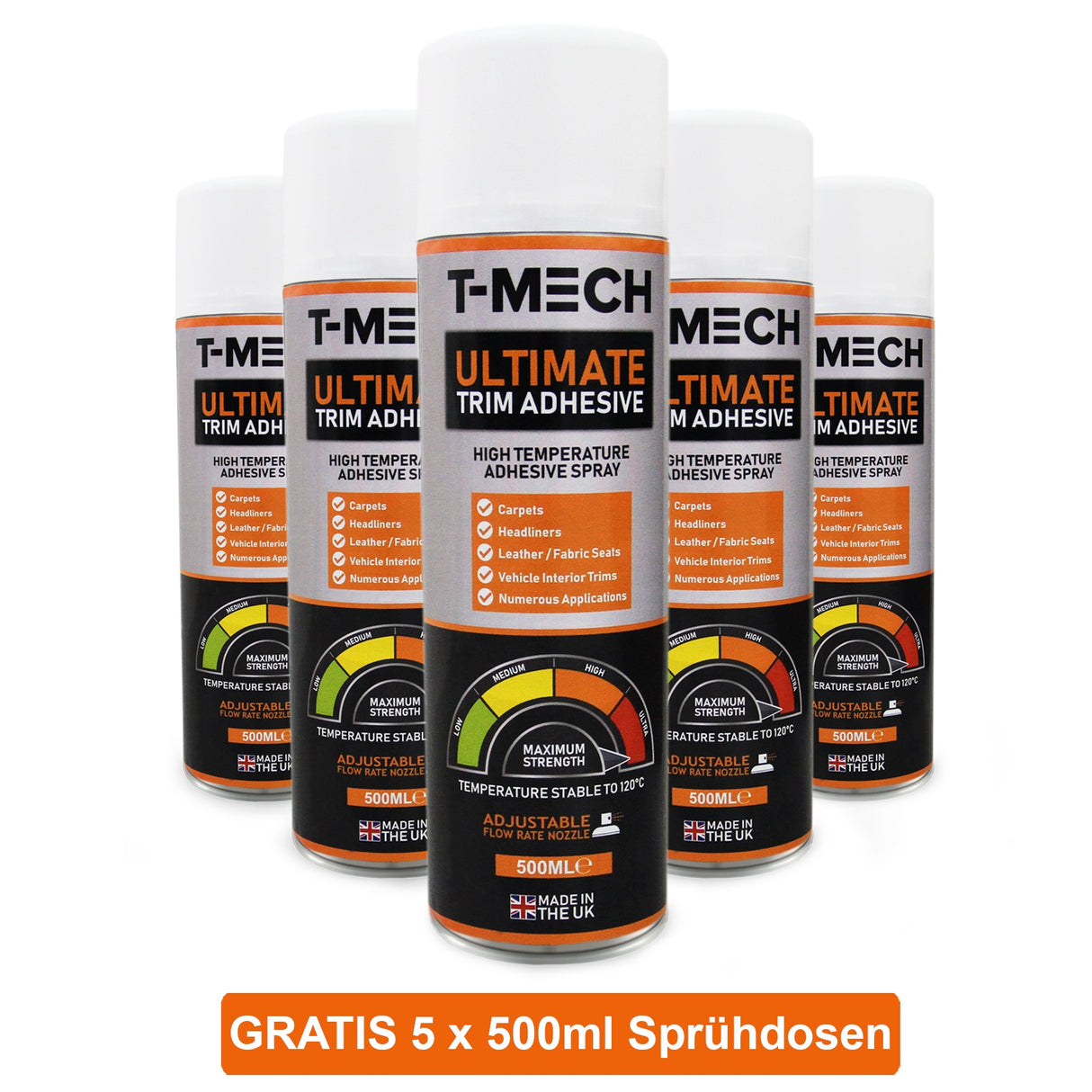 11 m² Forro de Alfombra de Furgoneta /Negro y 5 Latas de Adhesivo