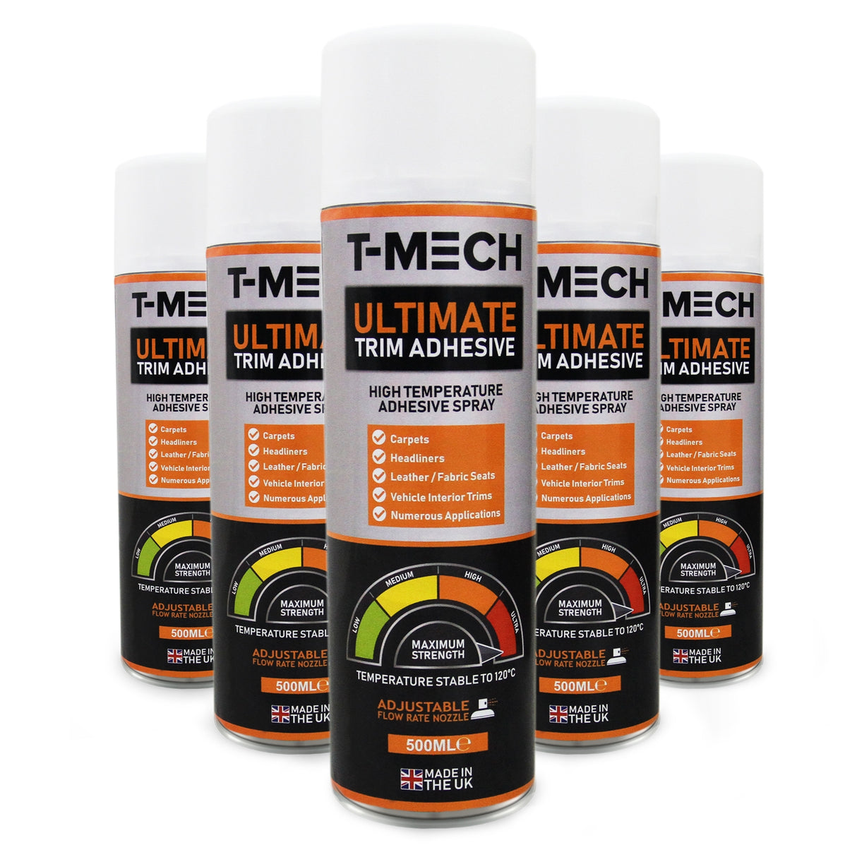 T-Mech 12 x 500ml Resistente Spray Adhesivo Pegamento Alfombras