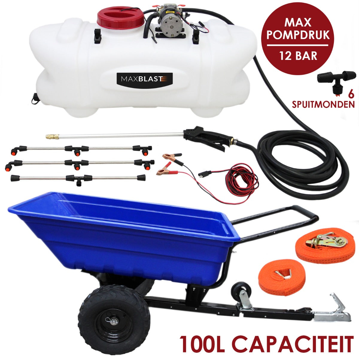Conjunto de Remolque ATV Todo Terreno y Pulverizador de 100L