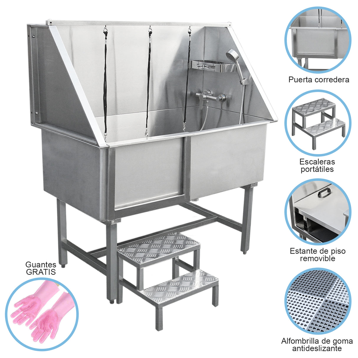 Bañera Peluquería Canina de Acero Inoxidable | 600 mm