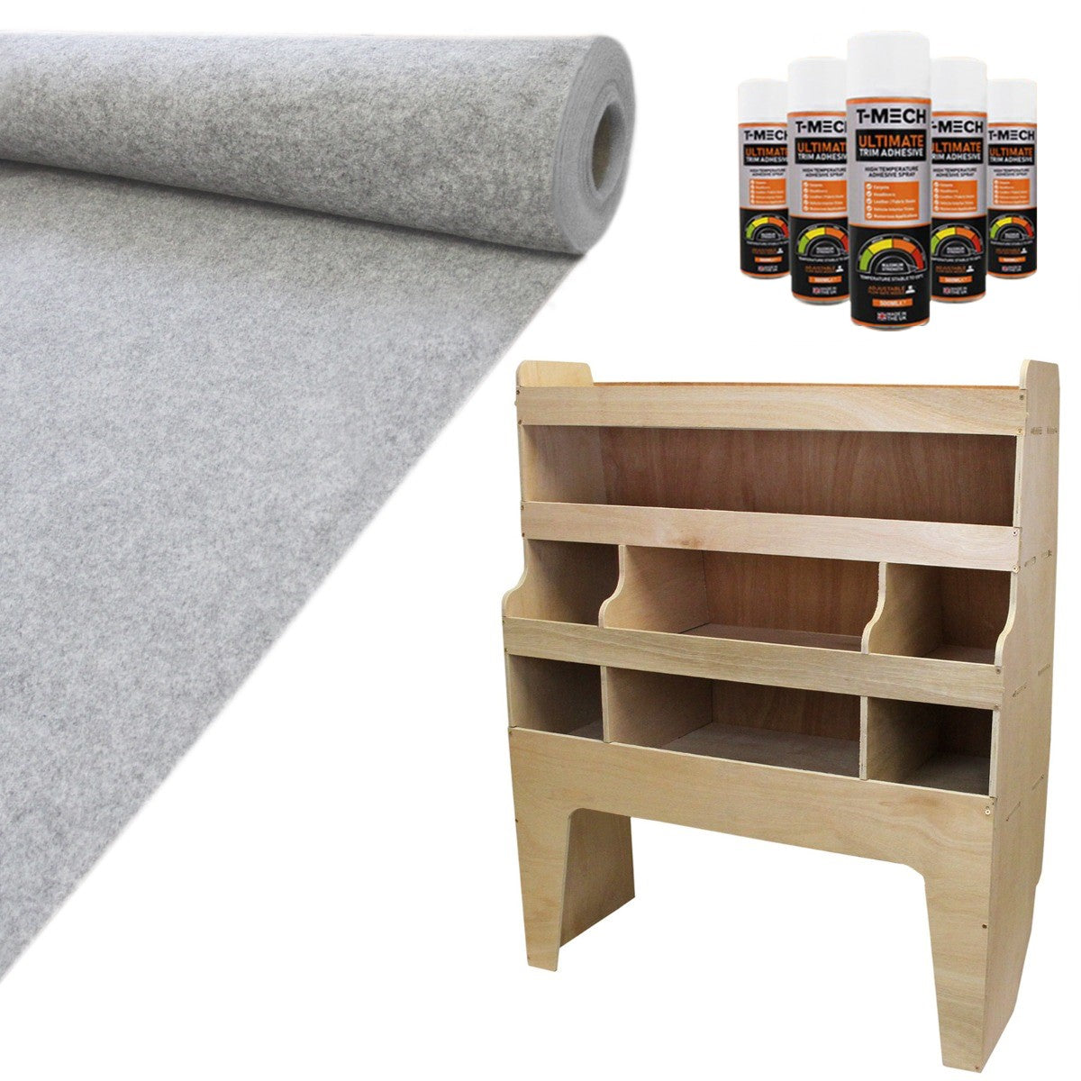 Forro de furgoneta Gris Plata de 11 m2, Estantería para VW Transporter y Adhesivo