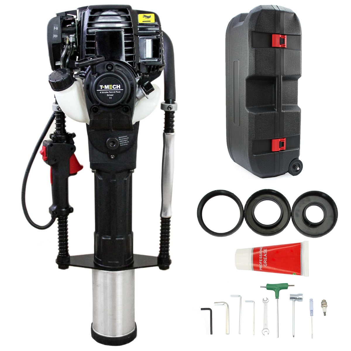 T-Mech - Motoperforadora de Tierra 3Cv con 3 Diferentes Diámetros & Kit de Seguridad