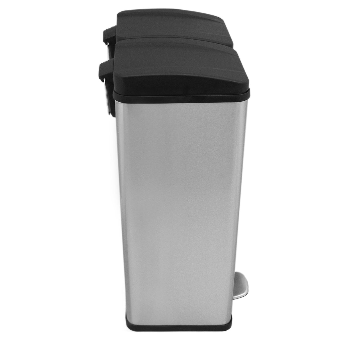 Cubo de Basura con Pedal Doble 2x30L Reciclaje, Plata