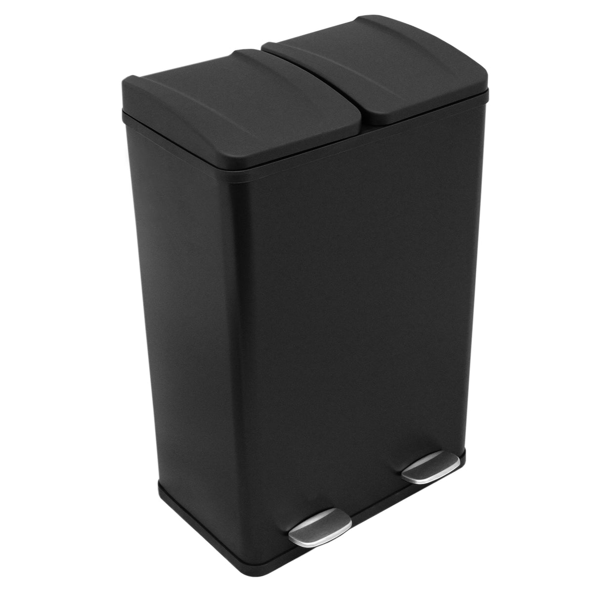 Cubo de Basura con Pedal Doble 2x30L Reciclaje, Negro