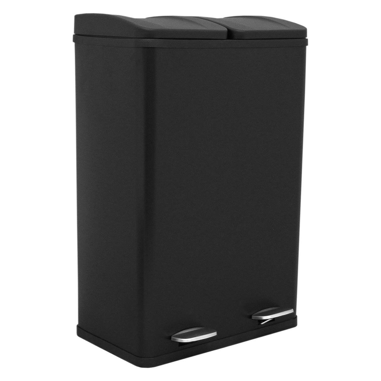 Cubo de Basura con Pedal Doble 2x30L Reciclaje, Negro