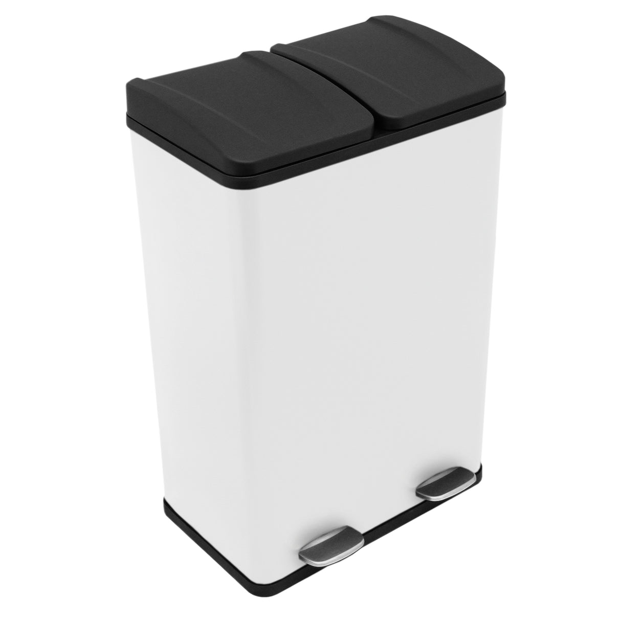 Cubo de Basura con Pedal Doble 2x30L Reciclaje, Blanco