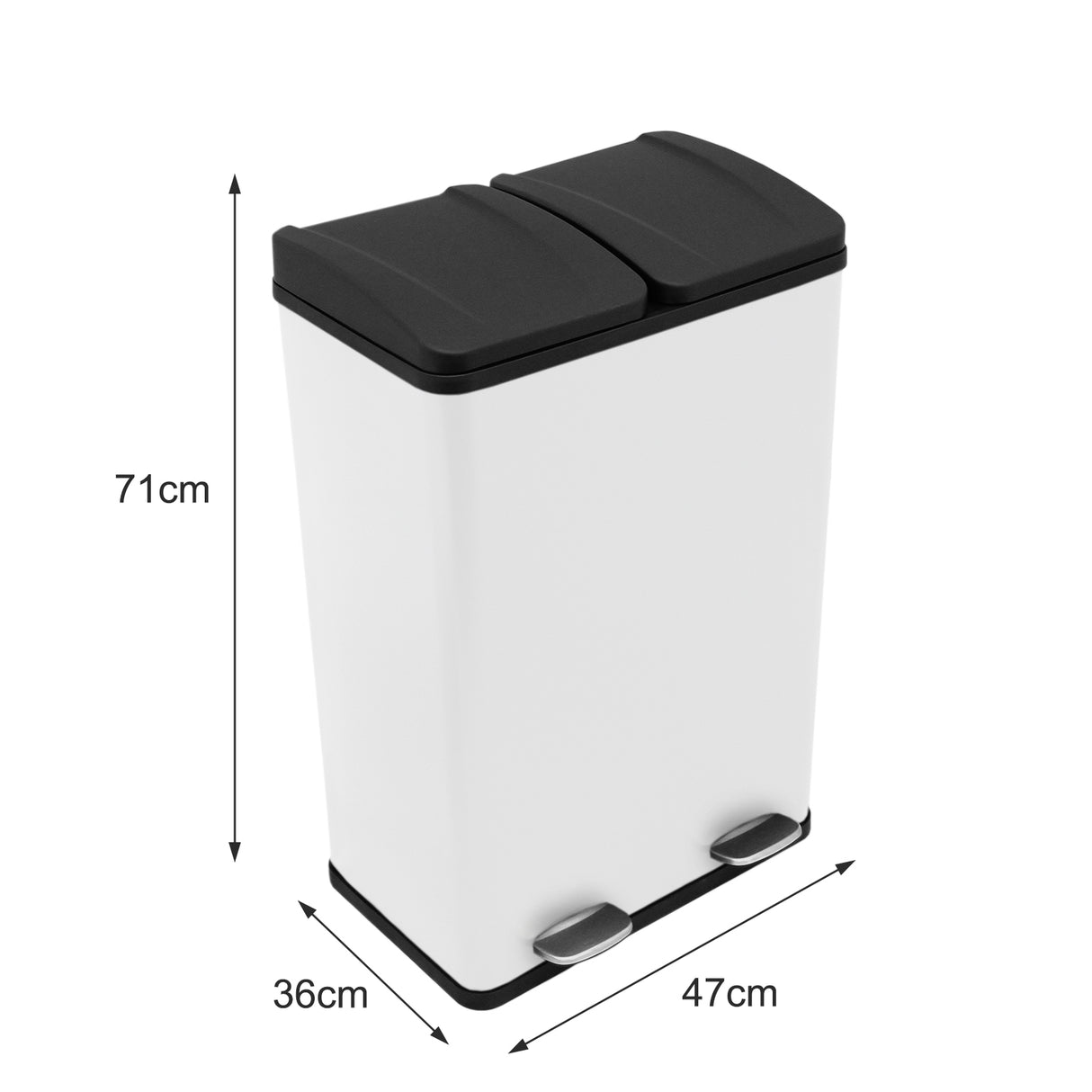 Cubo de Basura con Pedal Doble 2x30L Reciclaje, Blanco