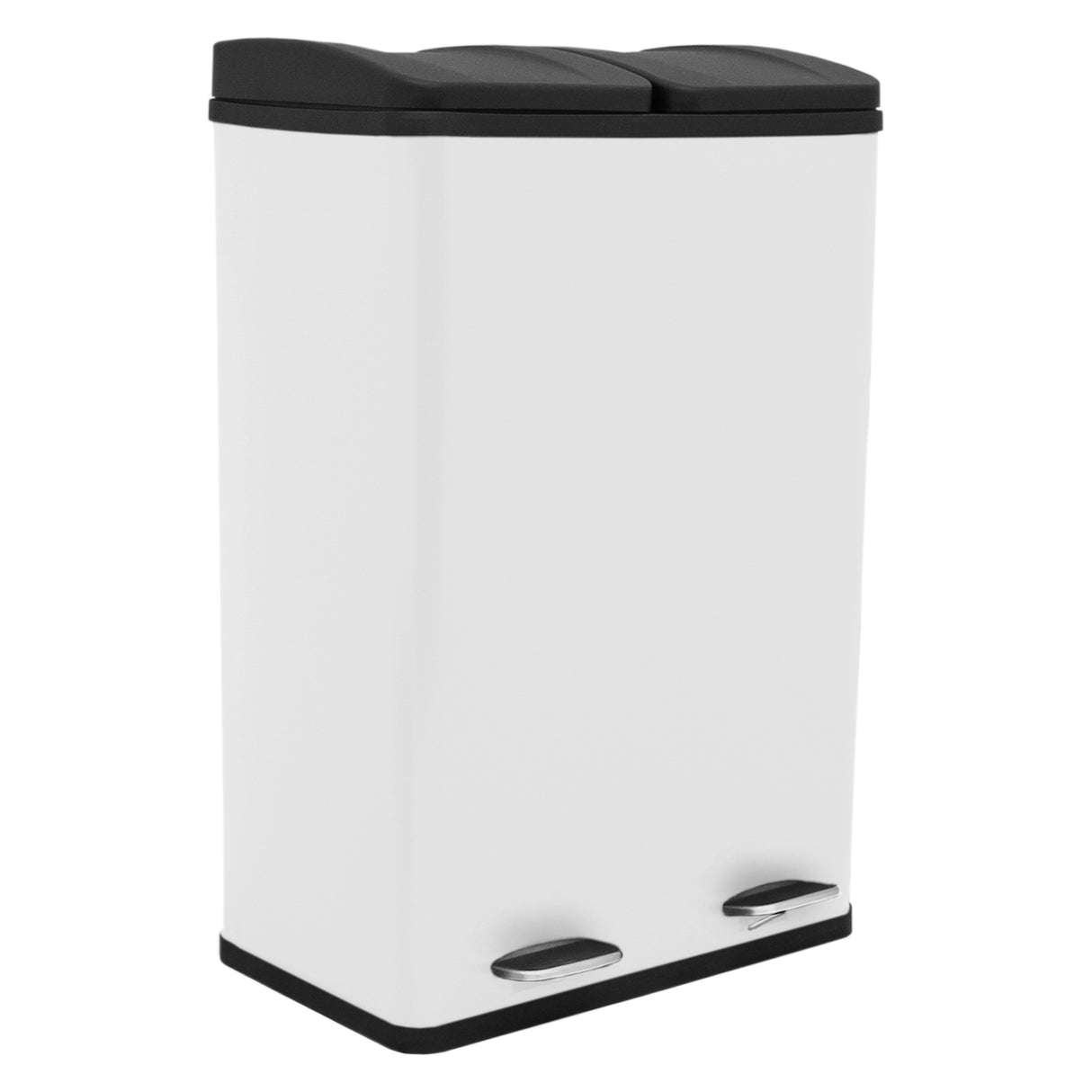 Cubo de Basura con Pedal Doble 2x30L Reciclaje, Blanco