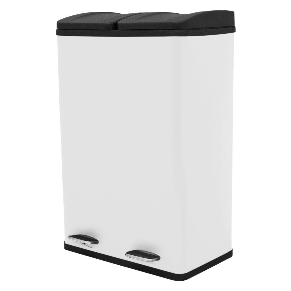 Cubo de Basura con Pedal Doble 2x30L Reciclaje, Blanco