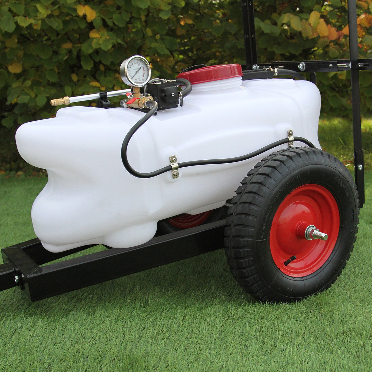 100L ATV Pulverizador Remolque Eléctrico 12V Tanque Lanza Manual 6 Boquillas Agrícola