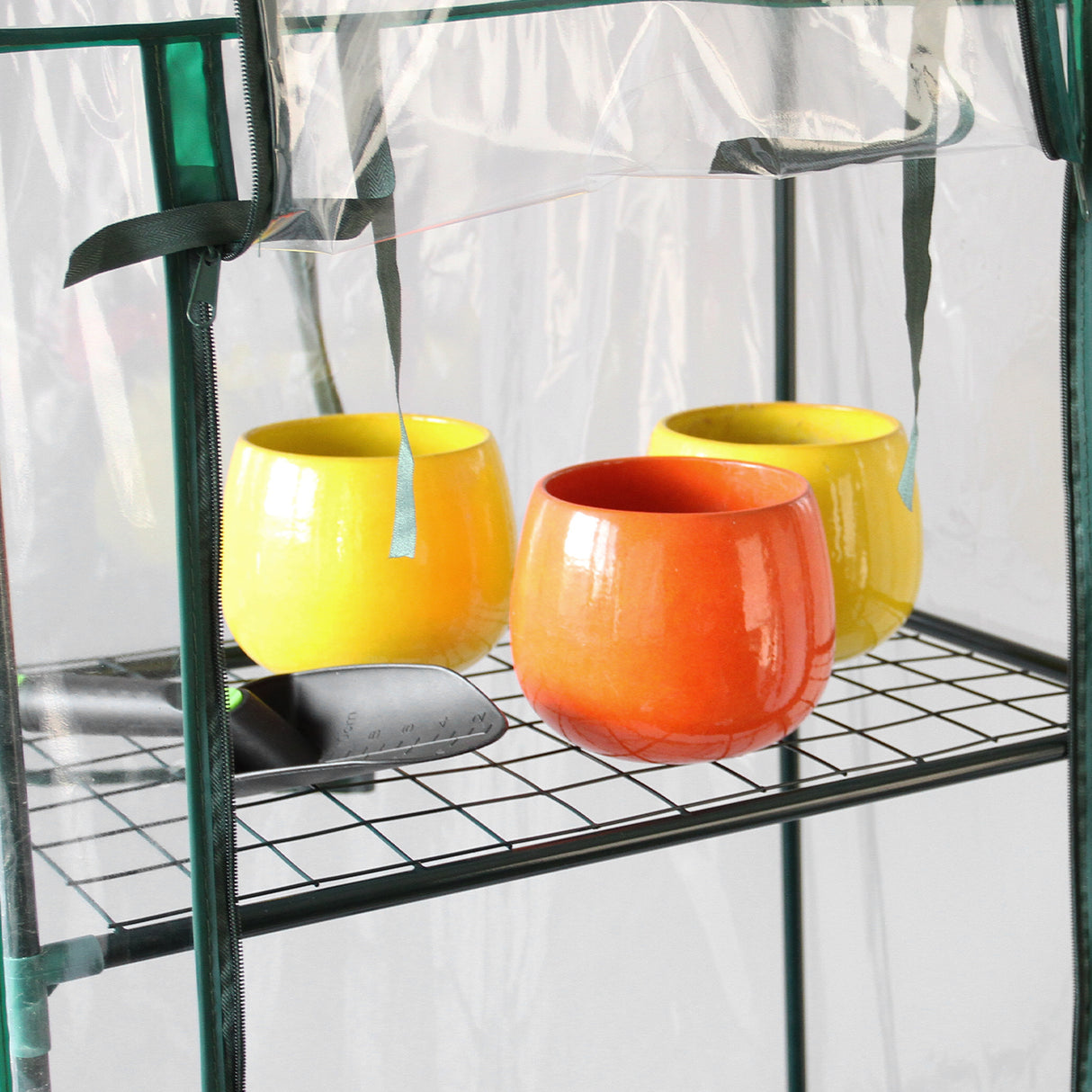 Invernadero 4 Niveles Cubierta de PVC Estantes Pequeños de Plástico Casa de Cultivo Jardín al Aire Libre