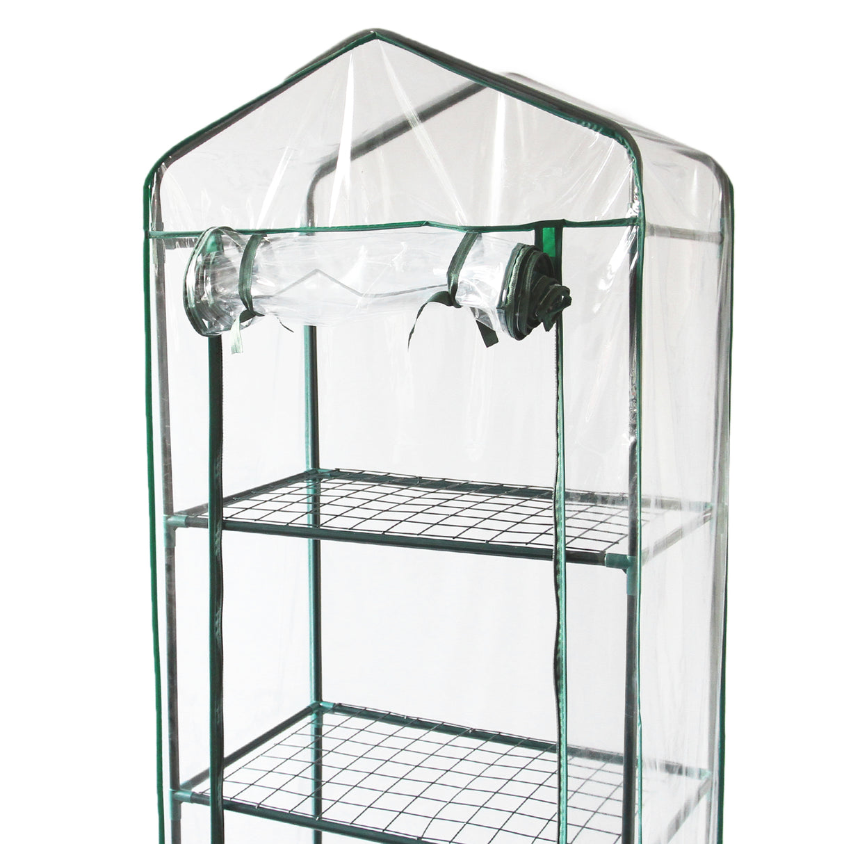 Invernadero 4 Niveles Cubierta de PVC Estantes Pequeños de Plástico Casa de Cultivo Jardín al Aire Libre