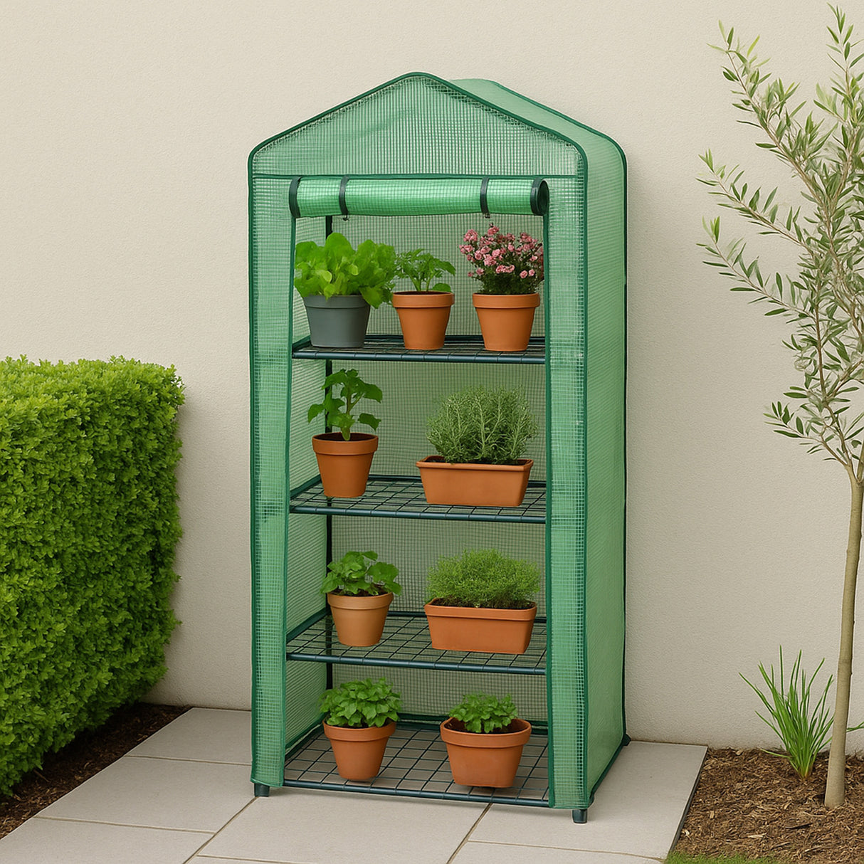 Invernadero 4 Niveles Cubierta PE Estantes Pequeños